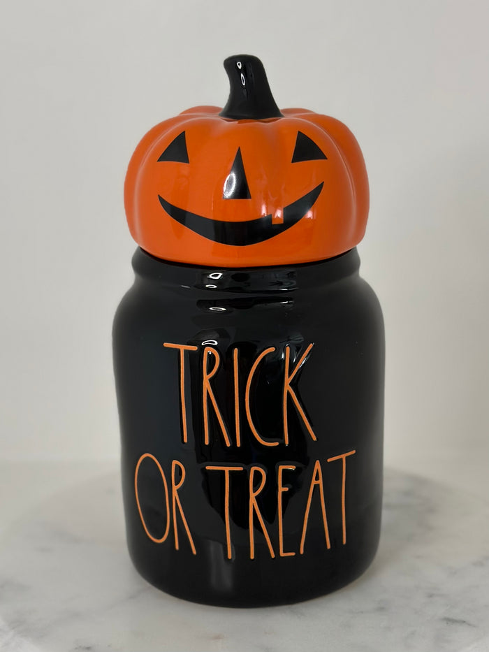 Rae Dunn TRICK OR TREAT Canister Black/Orange