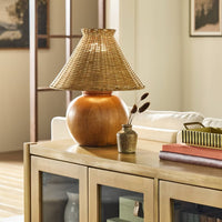 Wood Base with Rattan Shade Accent Table Lamp - Hearth & Hand™ with Magnolia