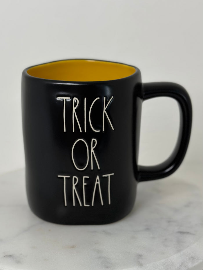 Rae Dunn TRICK OR TREAT Mug Black and Yellow