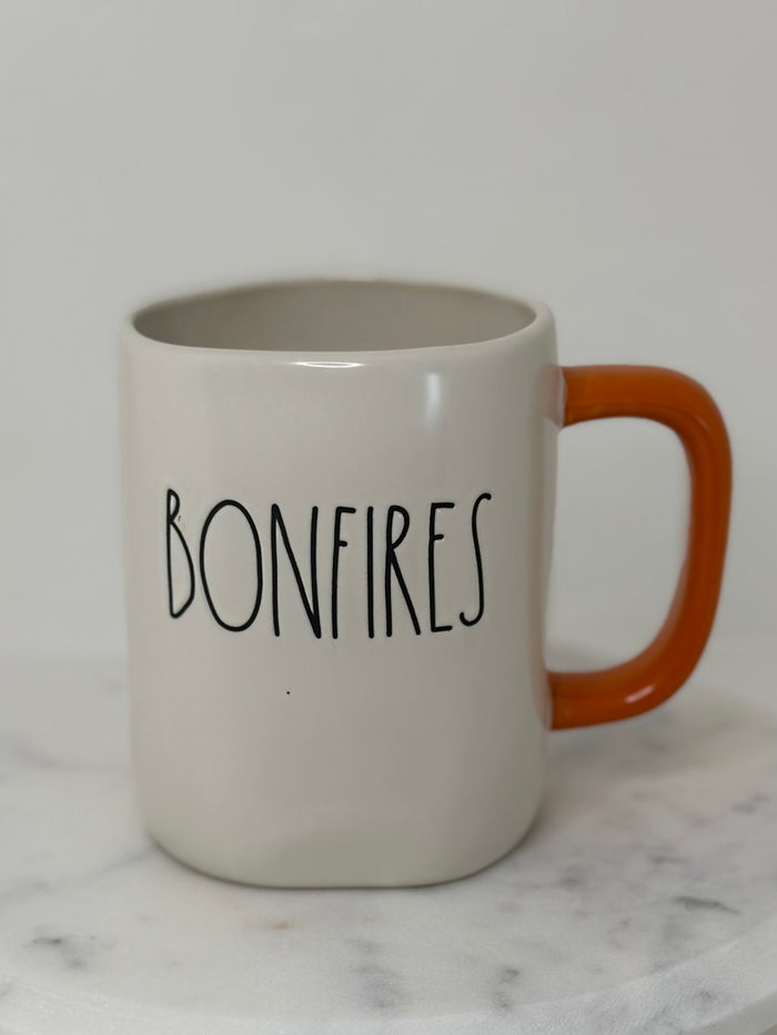 Rae Dunn BONFIRES Mug in Ivory | ORANGE handle