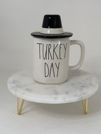 Rae Dunn Thanksgiving TURKEY DAY Mug with Hat Topper Lid