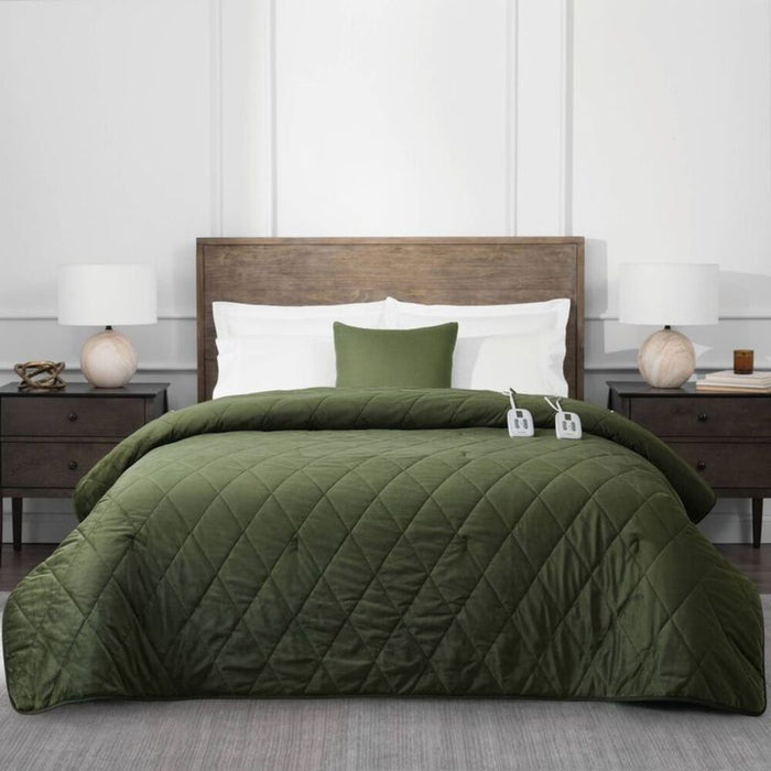 Brookstone Full/Queen Heated Plush Blanket, Green