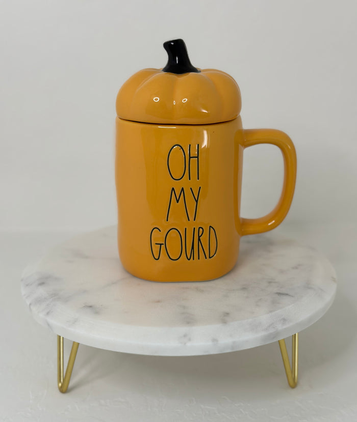 Rae Dunn OH MY GOURD Mug with PUMPKIN Topper Lid