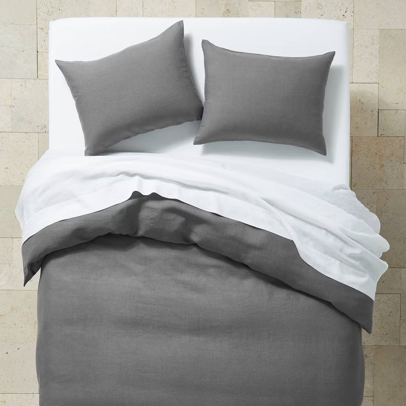 Casaluna King Hemp Duvet & Sham Set Dark Gray
