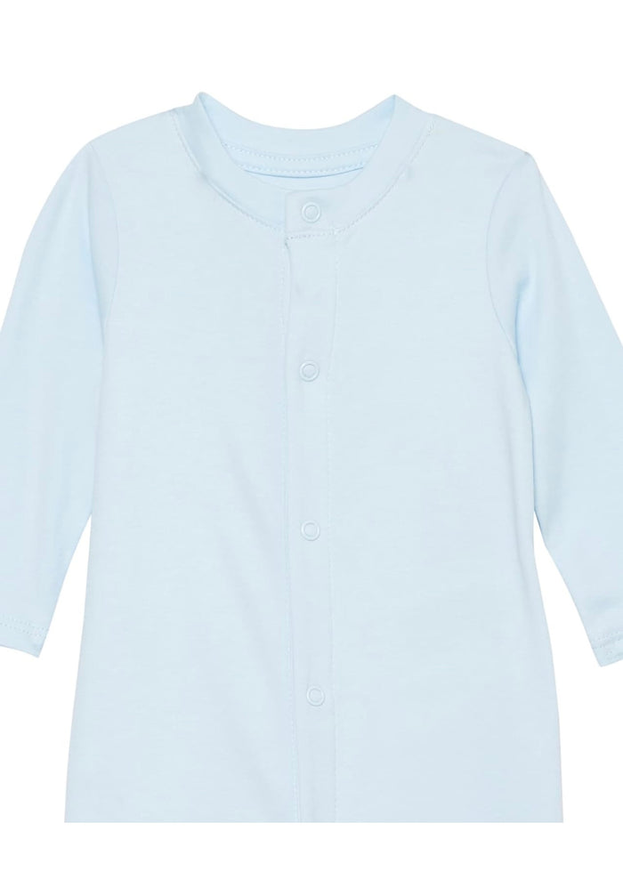 Footless Coverall Organic Cotton Solid Blue