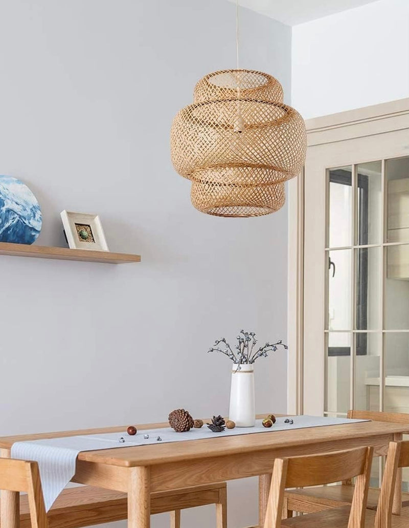 Hand-Woven Bamboo Minimalistic Boho Pendant Light