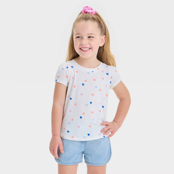 Toddler Girls' Short Sleeve T-Shirt - Cat & Jack™ Valentines Cream