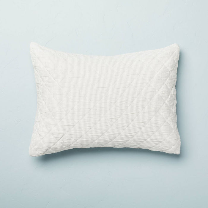 Diamond Stripe Matelassé Pillow Sham - Hearth & Hand™ with Magnolia King Size Jet Gray