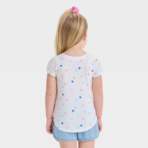 Toddler Girls' Short Sleeve T-Shirt - Cat & Jack™ Valentines Cream