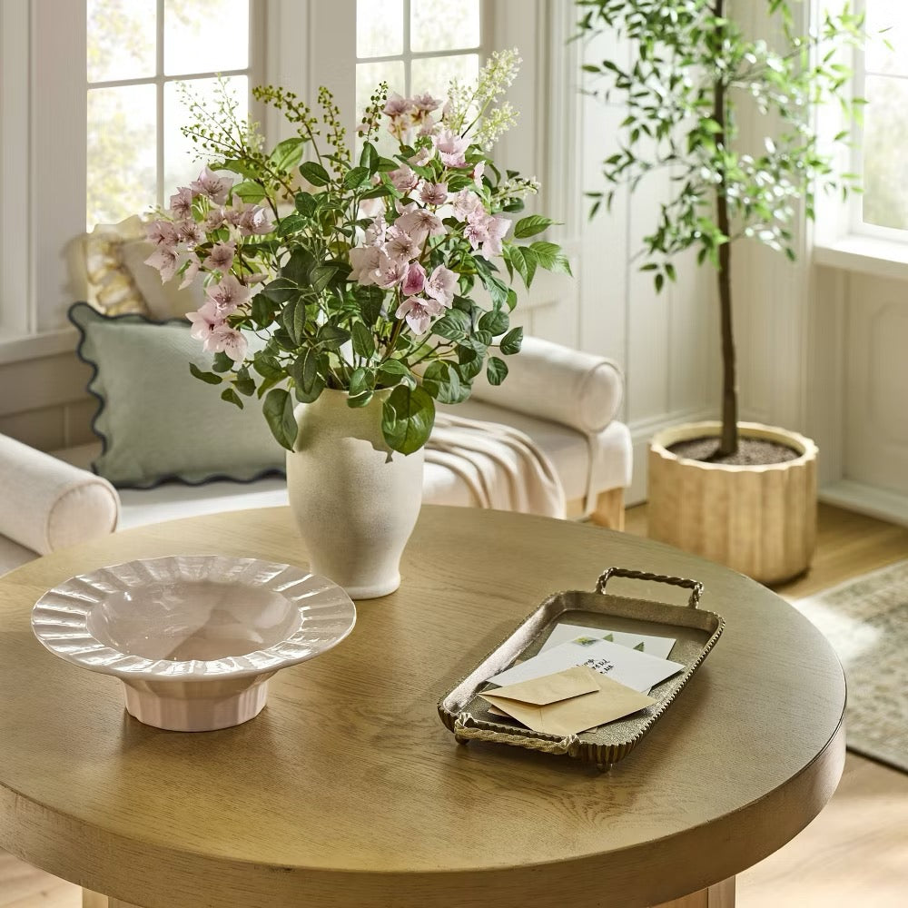 Ceramic Hand Molded Pedestal Bowl Pink - Threshold™ designed with Studio McGee