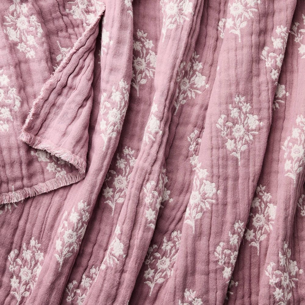 Floral Block Print Jacquard Throw Purple/Cream - Threshold™ designed with Studio McGee