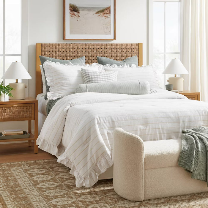 Threshold designed with Studio McGee King Ruffle Stripe Comforter & Sham Set, White/Khaki