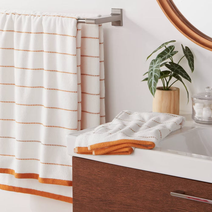 Threshold Modern Pinstriped Bath Towels - Yellow & White, Set of 2